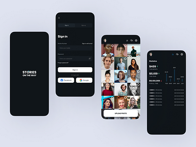 Stories on the way – Mobile App UX/UI Design app branding design flat mobile typography ui ux