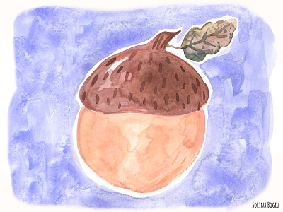Watercolour Acorn acorn cute design hand drawn illustration illustrator kids illustration paint pattern pink watercolour