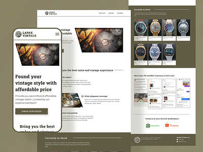 Lapak Vintage || Landing Page design figma landingpage original responsive secondhand store ui ux vintage watch webflow website