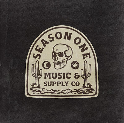 Season One Music & Supply Co angonmangsa arizona artwork badge badge design badges branding cacti desert design graphicdesign hand drawn illustration logo merch merchandise sand vector vintage western