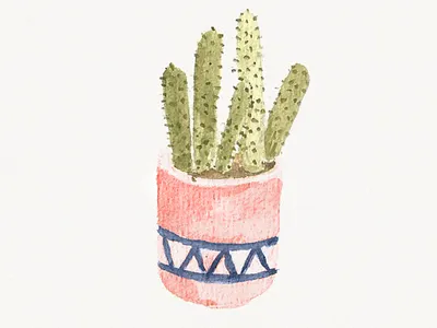 Illustration Watercolor Cactus on Pink Pot branding cactus illustration logo pink watercolor