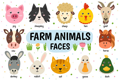Farm Animals Faces Collection cow