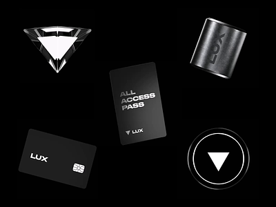 Lux NFT Icons 3d animation black blender card coin credit card cylinder dark glass glow icon illustration luxury metal mineral nft pyramid render uranium