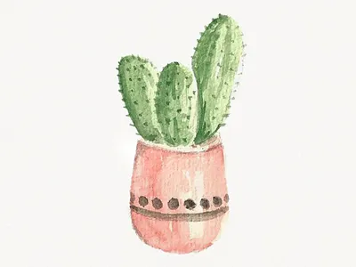 Watercolor Cactus on Pink Pot branding cactus design graphic design illustration logo pink watercolor