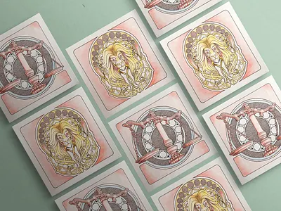 Leo & Libra analog work art nouveau color pencils design faber castell graphic design handdrawn illustration leo libra lion logo