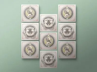 Gemini & Pisces analog work art nouveau color pencils design faber castell gemini graphic design handdrawn illustration logo pisces