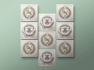 Gemini & Pisces analog work art nouveau color pencils design faber castell gemini graphic design handdrawn illustration logo pisces