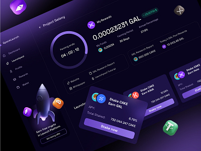 Launch platform 3d app app design application crypto dashboard design illustration launchpool pool trade ui ux web