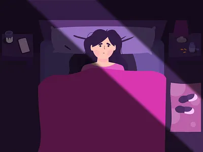 A sudden deadline 2d animation affter effects bodymovin character animation cringe deadline designers flat girl hardworks illustration night objects ui animation ui design vector video