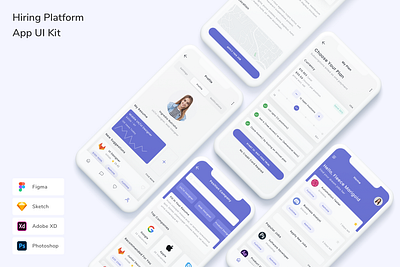 Hiring Platform App UI Kit app chart design freelance freelancee hiring job finder platform resume search job ui ui design ui kit ux