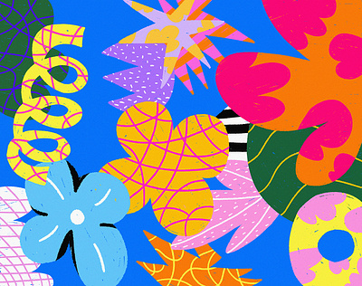 No Ordinary abstract art blue botanic colorful design digital art flowers geometric graphic design illustration minimalistic art nature palette pink shapes simpleillustration