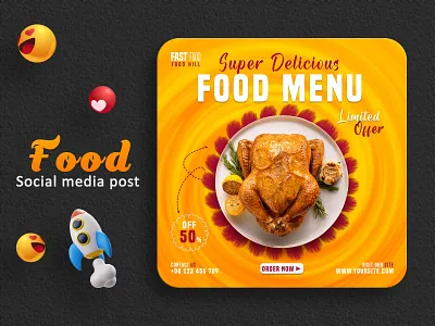 Food Social media post burger banner posting food