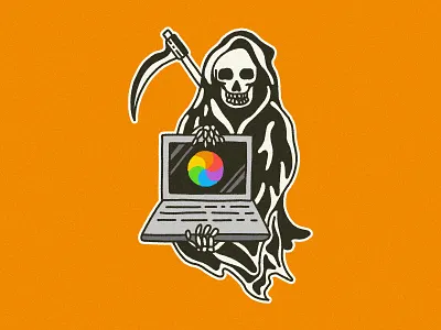 Sticker Mule Pin Playoff apple grim reaper mac macbook pin playoff reaper spinning beach ball spinning wheel sticker mule wheel of death