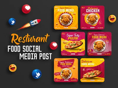Restaurant Food Social media post burger banner fast food post food template pizza flyer restaurant template social media banner