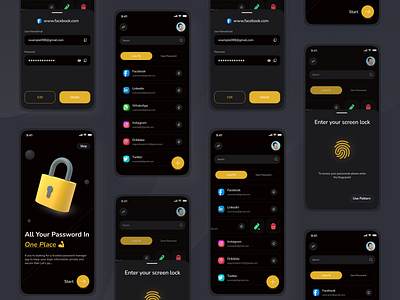 Password Manager - Mobile App android app app app design branding card clean ui dark home illustration interface ios app management app minimal mobile apps mobile ui password management splash screen ui ui ux ux