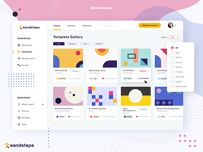 Template Gallery 🖼 branding dashboard design flat gallery template template gallery ui ux vector