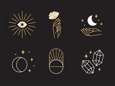 Mystical Illustrations branding celestial creative market crystal design icons illustration logo mystic ui vector zodiac