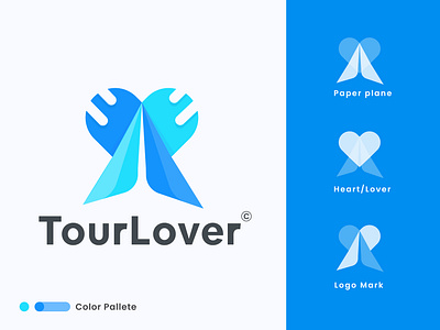 Travel Lover logo app icon logo branding creative logo flight heart icon identity logo logo design logo designer logos love modern logo plane tourism tourist travel agency travel logo travel plane unique logo