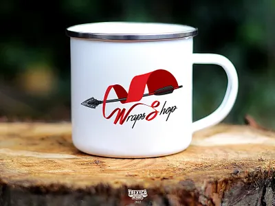 Wraps Shop Logo on Mug arrow bow branding graphic design illustration logo mug online shop vector wraps