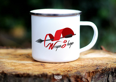 Wraps Shop Logo on Mug arrow bow branding graphic design illustration logo mug online shop vector wraps