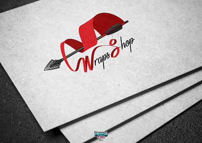 WrapsShop Logo on Cardboard arrow bow branding cardboard graphic design illustration logo online shop vector wraps