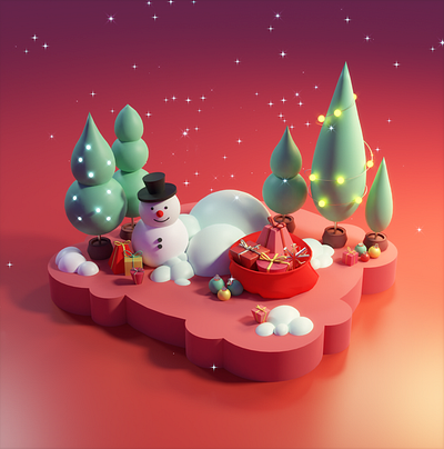 Christmas 3D Blender 2022 3d b3d blender christmas christmas tree gift madewithblender magic present render snowman time tree winter
