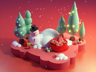 Christmas 3D Blender 2022 3d b3d blender christmas christmas tree gift madewithblender magic present render snowman time tree winter