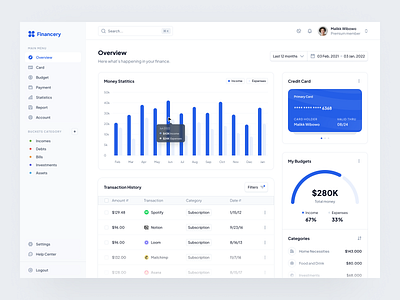 Personal Finance - Web App analytics bill chart clean dashboard desktop dipa dipainhouse finance fintech management minimal money personal finance ui ui design uiux ux design wallet web app