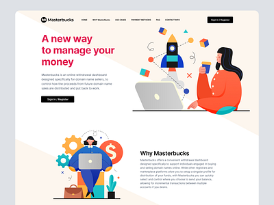 Masterbucks New Homepage Concept branding clean homepage illustration landing layout ui web