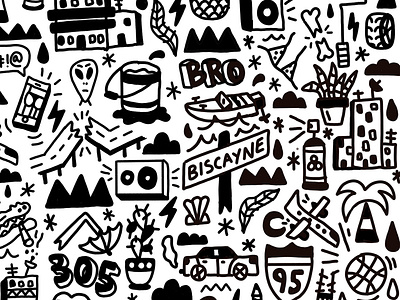 Black and White Doodle black black and white brooklyn doodle florida illustration keith haring levy miami new york noah noah levy sketch tropical white