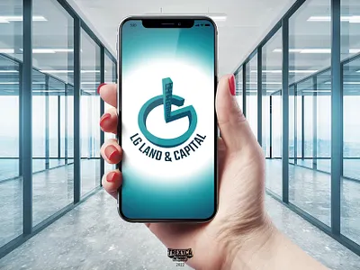 LG Land & Capital Logo on Mobile Screen architecture branding business capital company construction develop device fabric invest logo manage management mechanism messuage mobile property real estate structure vector