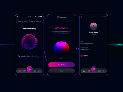 Smart home Voice assistant app black ios mobile mobile design smart home ui voice voice assistant