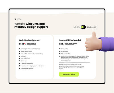 Tocoway (Pricing section) 3d design illustration landing ui web webdesign webflow