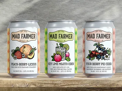 Mad Farmer Cider Package Branding branding design graphic design logo mock up packaging design pattern print design vector