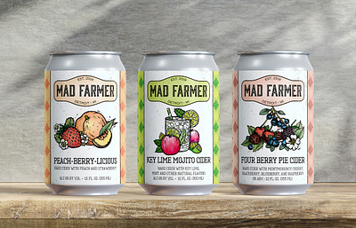 Mad Farmer Cider Package Branding branding design graphic design logo mock up packaging design pattern print design vector