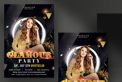 Glamour Night Event Flyer Template (PSD) black black flyer club flyer events flyer gold gold flyer luxury flyer poster psd psd flyer