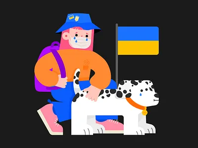 War at Home character character design cry dalmatian design dog doggo flag heart breaking home illustration run sad tears ukraine vector war