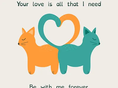 Postcard for lovers with text cat design illustration love postcard vector
