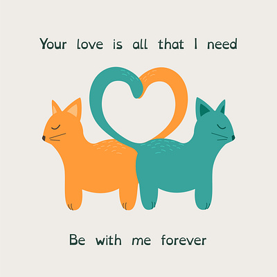 Postcard for lovers with text cat design illustration love postcard vector