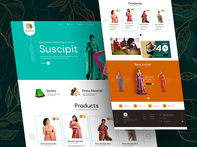 Indian Saree Store design ecommerce fashion hero header indian store landing page minimal saree ui ux web