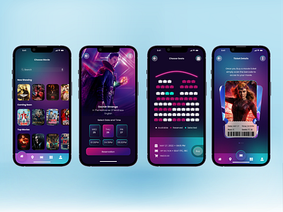 Movie Ticket Mobile Apps app cinema mobile apps movie ui ux vector