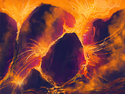 Lava hot illustration landscape lava painting rock stone texture