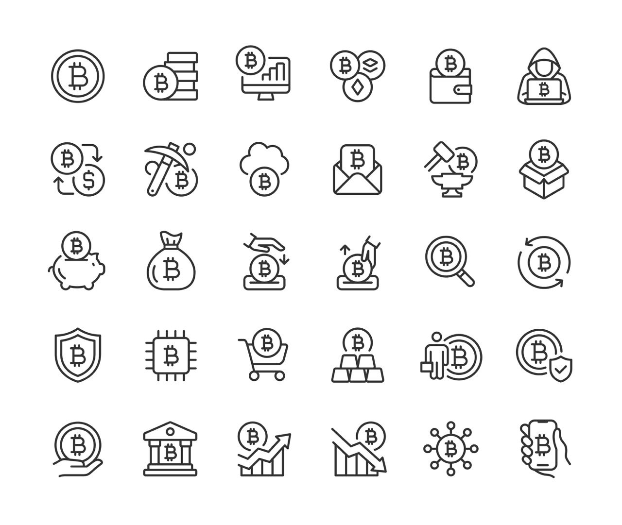 Cryptocurrency Line Icons app crypto crypto wallet cryptocurrency cryptocurrency app finance graphic design icon icon design icon set iconography icons interface icons line line icons linear icons money outline stroke icons ui
