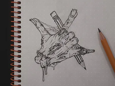Zombie Designer Hand - Rock on! drawing halloween hand horns illustration pencil rock zombie