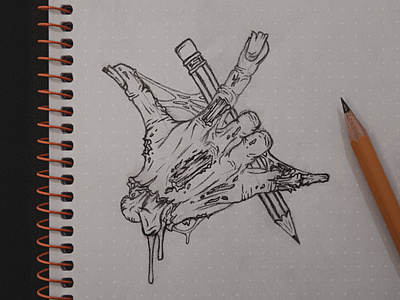 Zombie Designer Hand - Rock on! drawing halloween hand horns illustration pencil rock zombie