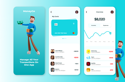 MoneyGo app concep design fintech onboarding ui ux