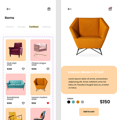 Furniture app app design ui ux web design website wordpress