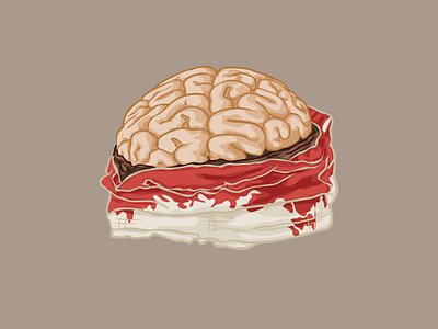 Zombie's brain artwork blood brain creapy halloween illustration spooky vector zombie