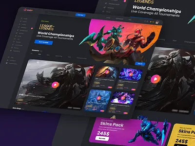 Game Matches Platform UI-UX application dark design game game platform graphic design leaguue of legends ui ux website