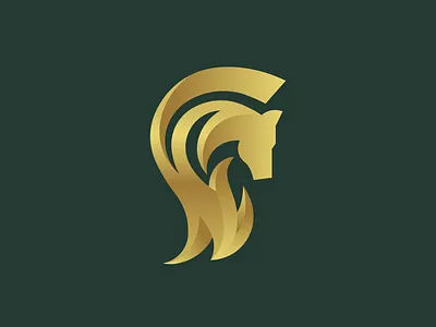 Horse Spartan Logo animal battle equestrian flame gold horse knight luxury royal simple spartan sports
